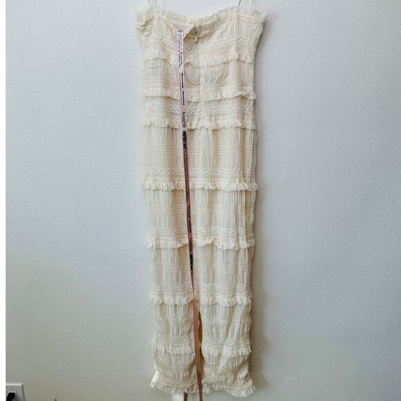 NWT House of CB Solana Ivory Sequin Pleated Tiered Maxi Dress Women’s S - Picture 5 of 15
